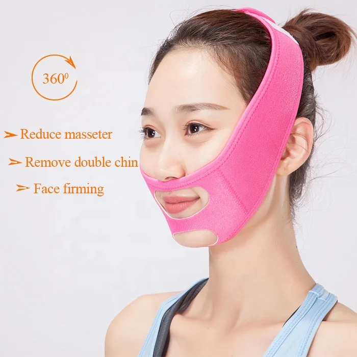 

3D V-Line Face Cheek Chin Lift Up Slimming Belt Anti Wrinkle Sleep Mask Belt, face slimming belt, Pink,skin color