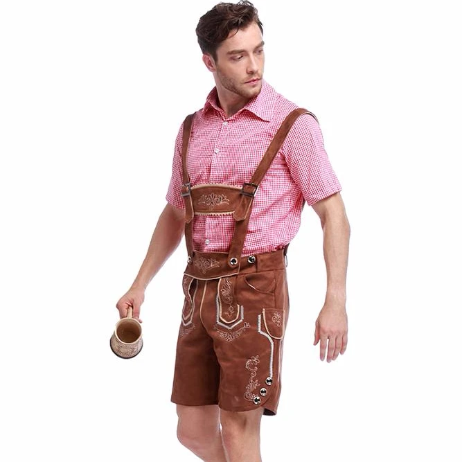 

2019 Wholesale Bavarian Guy Oktoberfest Lederhosen German Beer Men Costumes Outfits Halloween, Picture