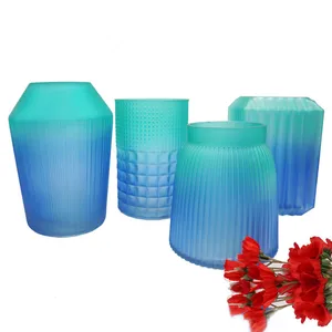 Image of Home decoration frosted factory price colored flower glass vase
