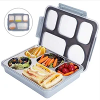 

LULA 5 Compartments Custom Insulated Kids Portable Thermos Leak proof Metal Stainless Steel Lunch Box Bento Set with Locks