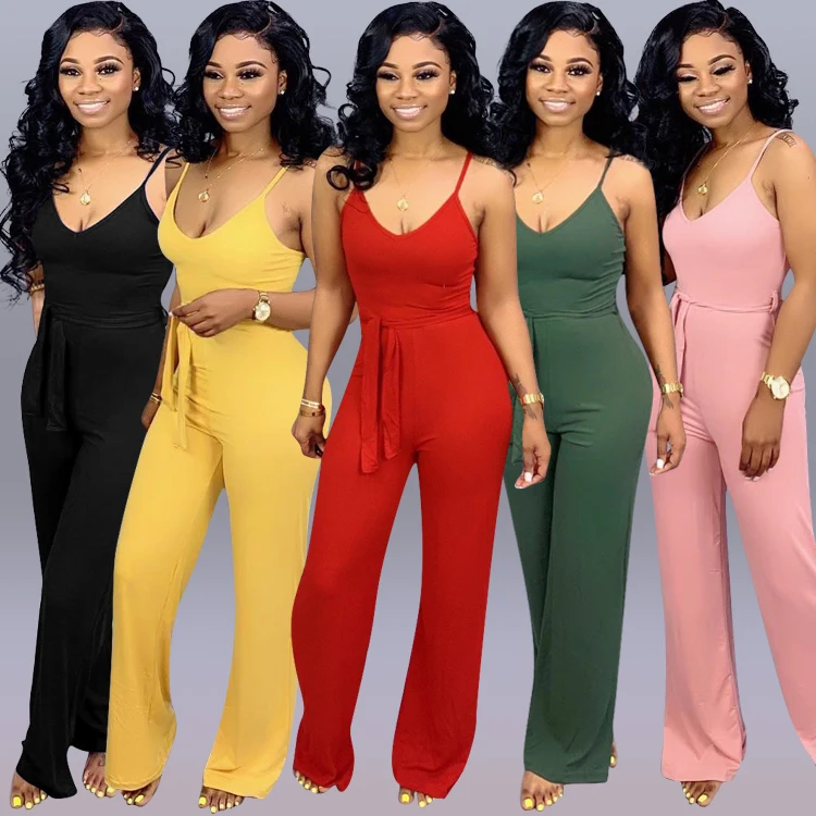 

Newest Sexy Candy Color Women Jumpsuit Lady Pants V neck Straight Bodysuit Romper, Customized color