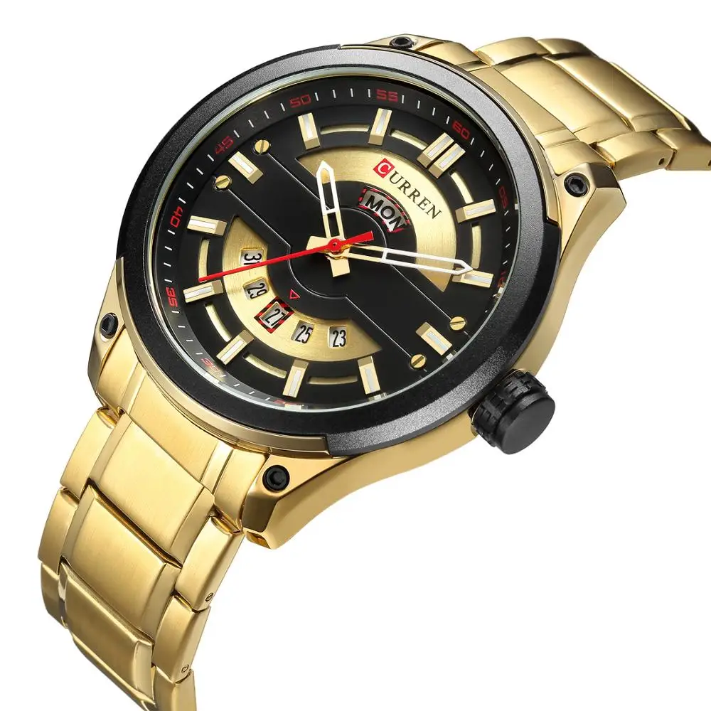 

Top Brand CURREN Luxury Men Fashion Watches Men's Quartz Date Week Clock Man Stainless Steel Wrist Watch Relogio Masculino, 4 colors