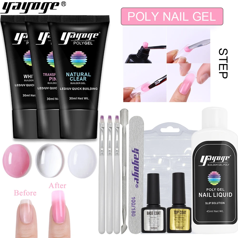 

12Pcs Quick Builder Gel Nail Poly Gel Set Poly-gel set from Yayoge, Clear pink white
