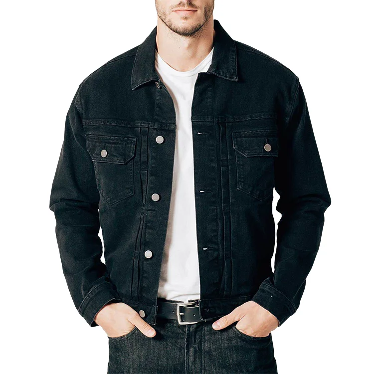 

2019 OEM Wholesale Blank Varsity Black Denim Jacket For Men, N/a