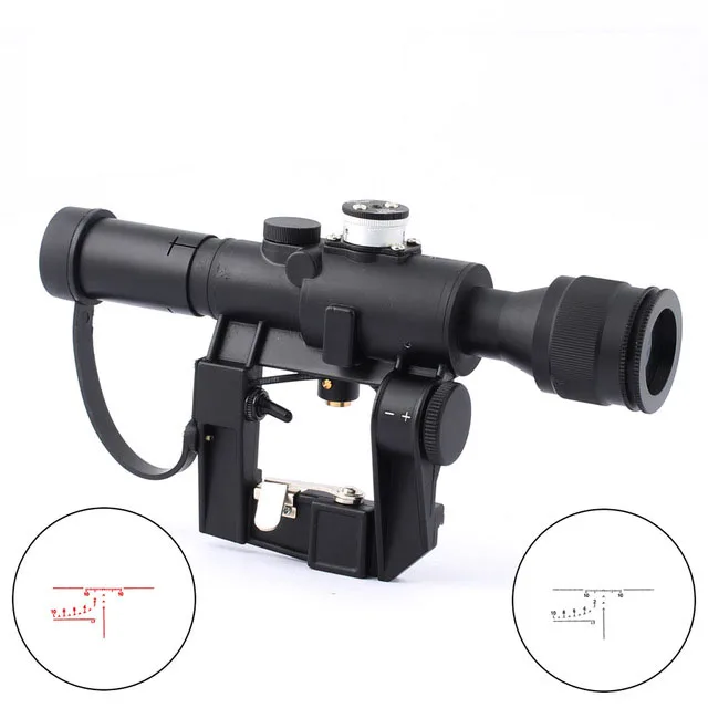 

SPINA tactical Red Illuminated Military 4X24 PSO-1 Reticle Riflescope for Dragonov SVD Sniper Rifle Series AK, Black
