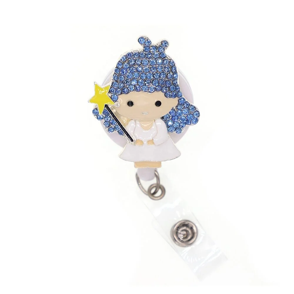 

New Arrival Enamel Rhinestone Medical Angel Nurse Angel Retractable ID Badge Reel Holder