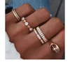 6 Pcs/set Bohemian Crystal Stone Star Cross Style Rings Set Vintage Geometric Gold Color Knuckle Ring for Women