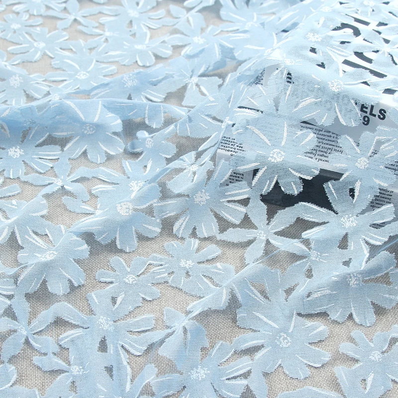 
Chinese factory sells beautiful high quality light blue Swiss dress burnt fabric 