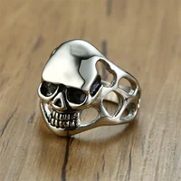 

Fashion Wholesale Mens Hiphop Silver Stainless Steel Skull Ring For Custom