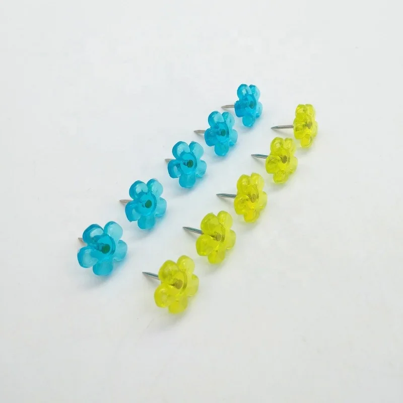 

Cute flower shaped map push pin free shipping, Blue & yellow