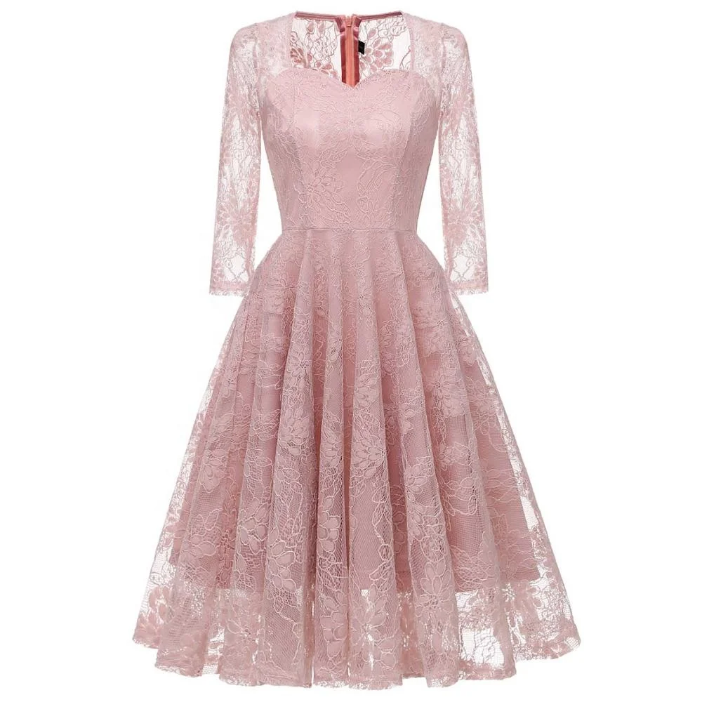 2019 New design latest style 3/4 long sleeves bridesmaid lace elegant dress DN-CD1659
