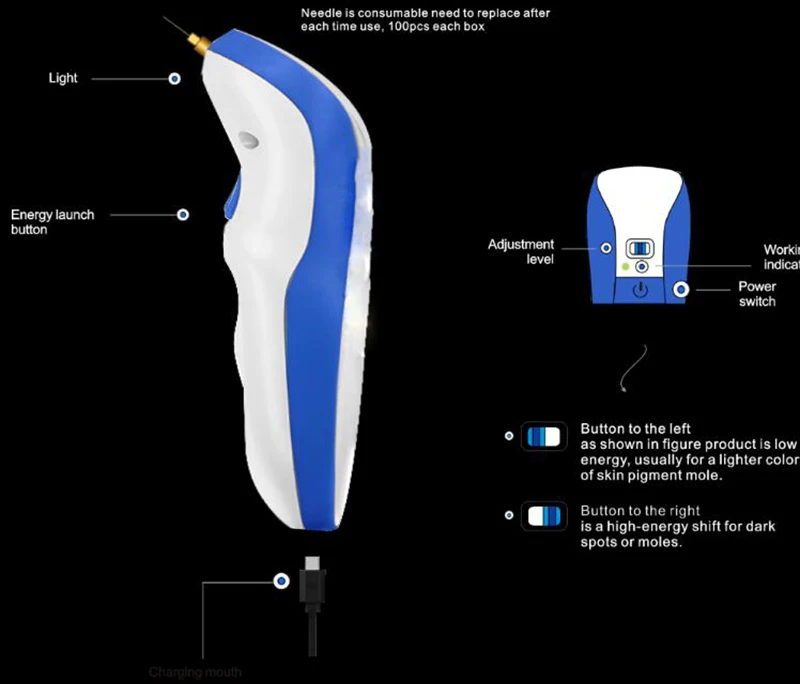 

Plasma pen plasma eyelid lift pen with needle free mole remover machine, Pink, gold or customized