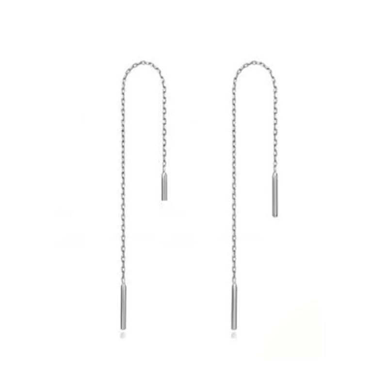 

371 Fashion New Tassel Long Sterling Silver Jewelry Earrings