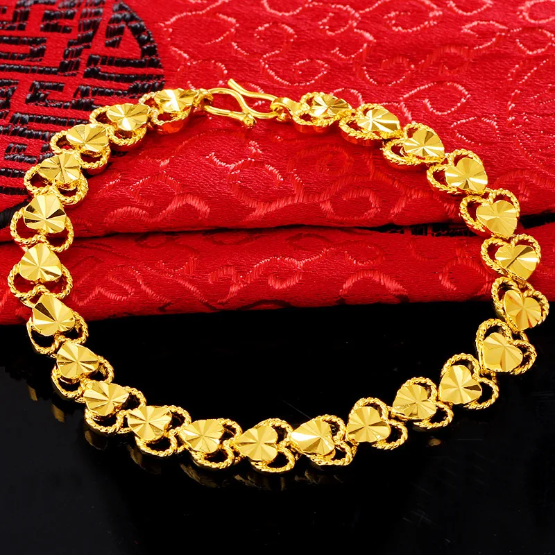 

Hot Sale Vietnam Alluvial Gold Bracelets Women Jewelry No Fade Star Heart Chain Bracelets Design, Golden