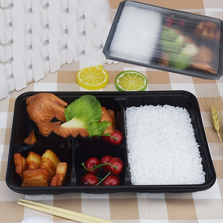 

Chinese Suppliers Hot Sale New Product Food Container 4 Compartment Disposable PP Plastic Leak Proof Storage Bento Lunch Box, Black