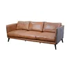 Leather Upholstered Mid-Century Chaise Lounge Sofa