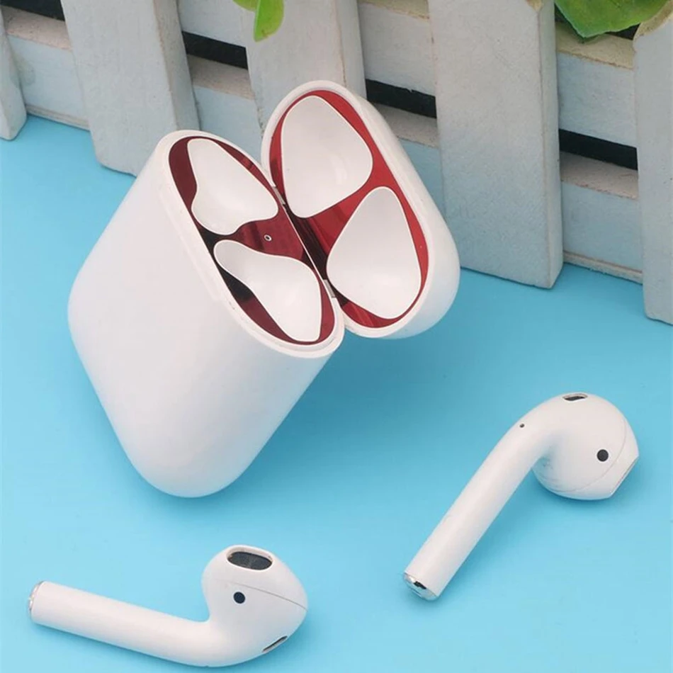 

For Air Pods Case Protection Sticker Plating Metal Dust Guard For AirPods Accessories, Black, red, silver ,rose gold ,gold