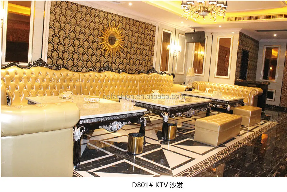 
OE-FASHION Customized Luxury new classic black leather sofa used night club furniture 