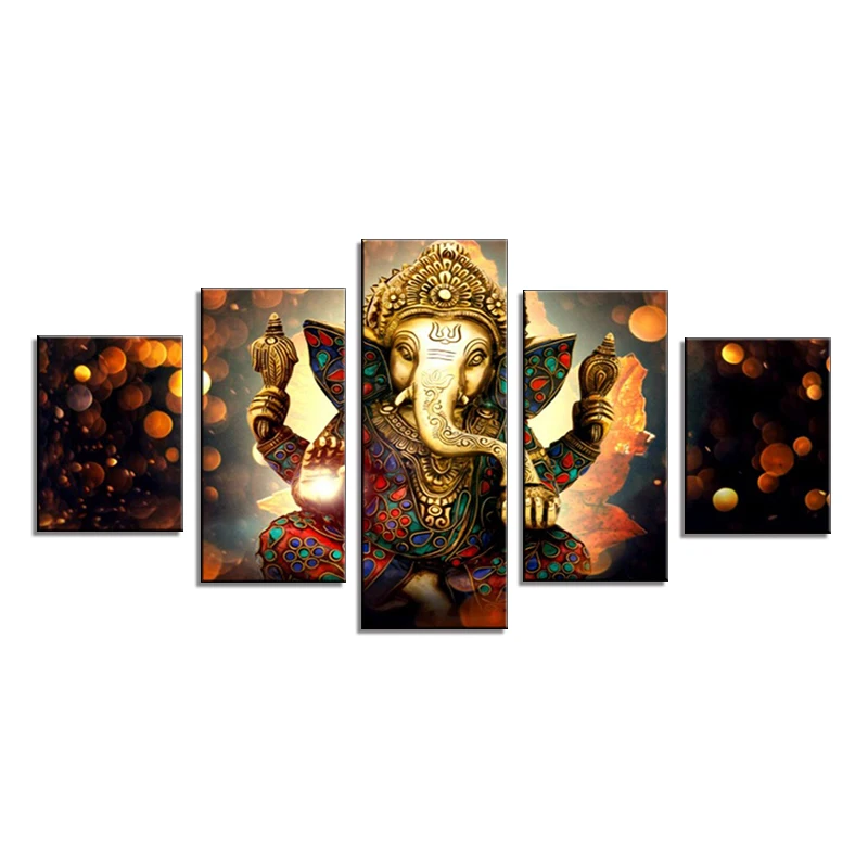 
5 Panels Canvas Print Wall Art Picture Home Decor Modern Style Painting Canvas For Living Room God Elephant Buddha  (62081719927)