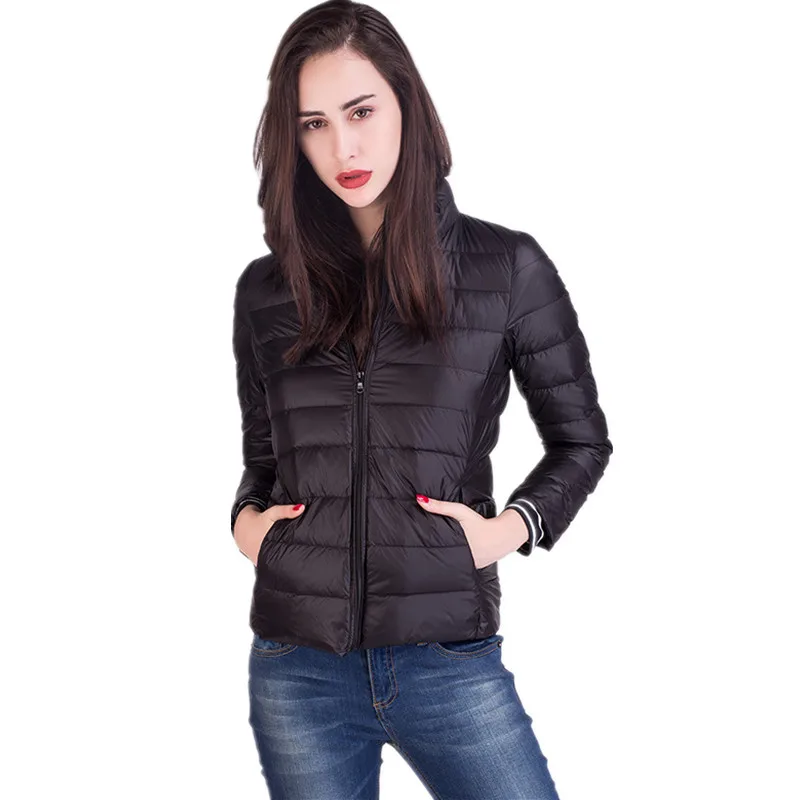 

Stocklot Fashionable Packable Outdoor Ultralight Stand Collar Women Duck Goose Down Jacket, As pic show