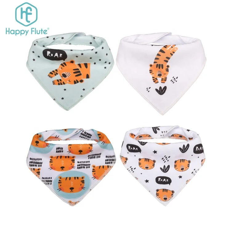 

HappyFlute 4Pieces/Set Reusable Washable Adjustable Baby Cotton Triangle Bibs Girls And Boys Toddler Triangle Bibs, Colorful