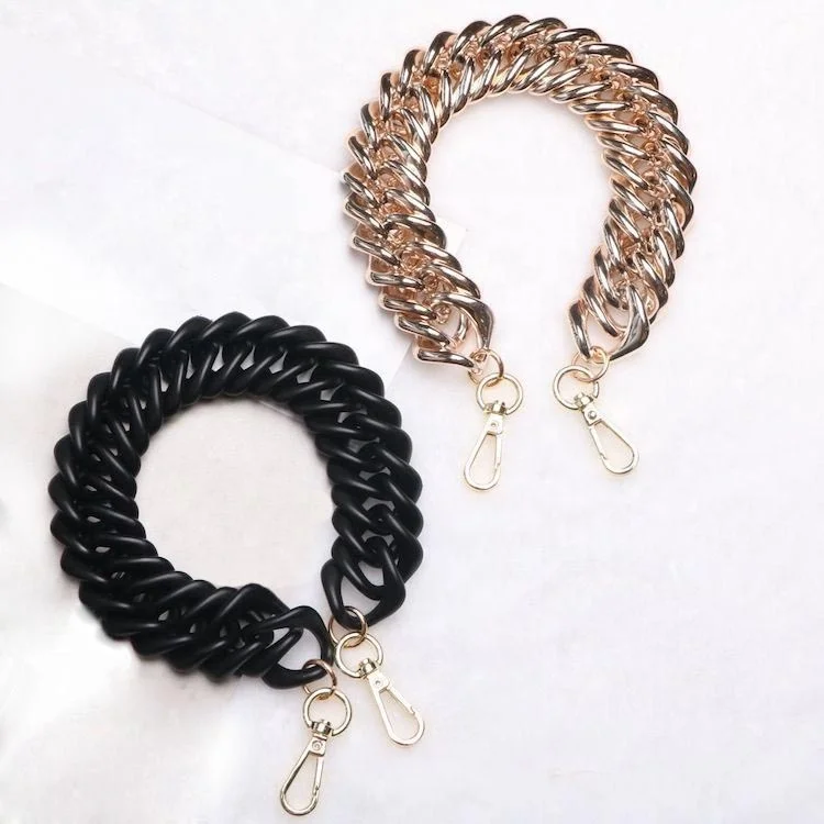 

Meetee B-C029 Fashion Black Gold Spiral Plastic Acrylic Resin Bag Chain