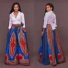 OEM ODM Custom Woman Cotton African Wax Print Maxi Long Skirt with Waist Tied Up