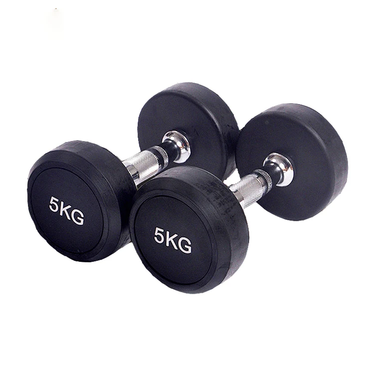 

Hand Weights Workout Home Gym Equipment Fitness Portable Rubber Coated Round Dumbbell, Black