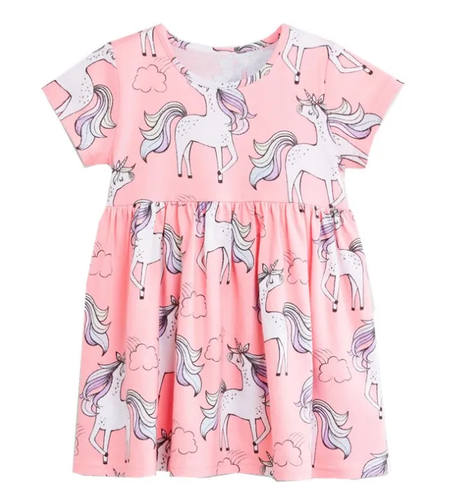 

2019 New design soft cotton unicorn dress for little girl o-nect sleeveless baby girl dress wholesale boutique children clothing, Floral