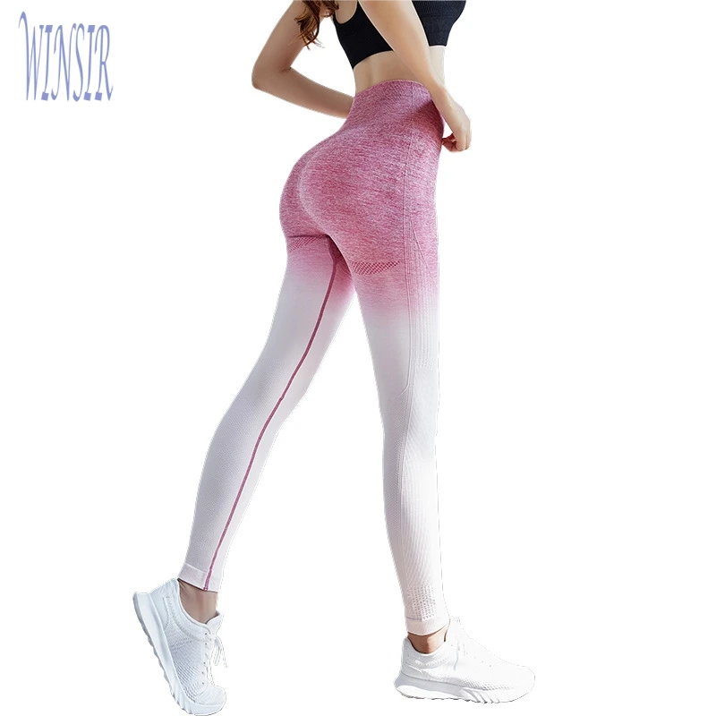 

Dry-Fit High Waisted Ombre seamless gym leggings Fitness Tight Workout Sports Activewear Yoga Pants For Women