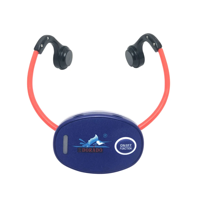 

IPX8 Wireless Walkie Talkie Transmitter Hearing Transducer Swim Talker Receiver Bone Conduction Headset, Blue/orange/black