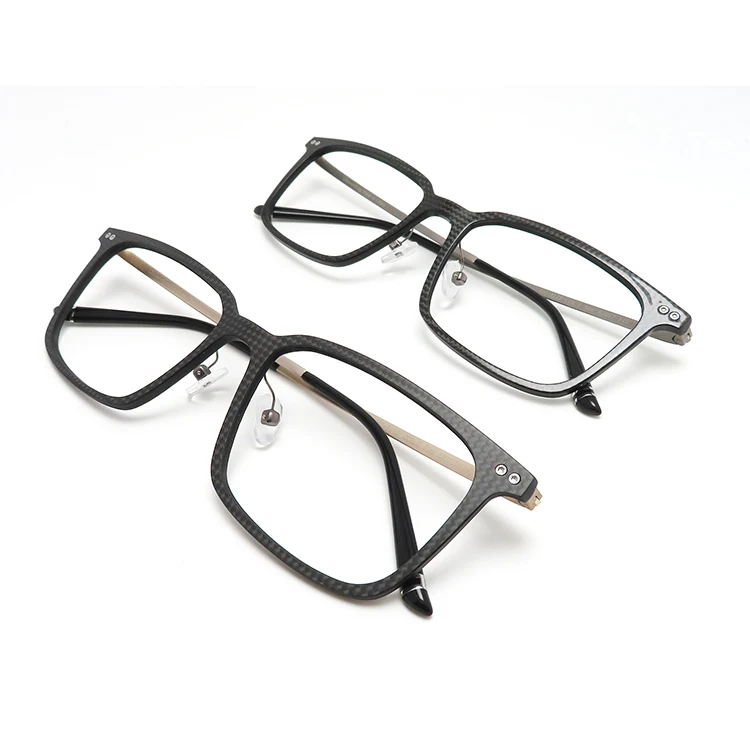 

Men business glasses carbon fiber frame metal temple anti blue light glasses 2019
