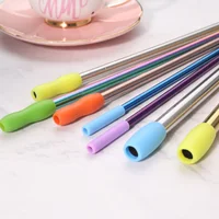 

304ss FDA Custom Logo Reusable Stainless Steel Drinking Straws with silicone head