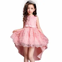 

Red Children's New Year's Eve Dresses Lace Girl Bridesmaid Dresses Big bow Princess party Dress for 6 years old