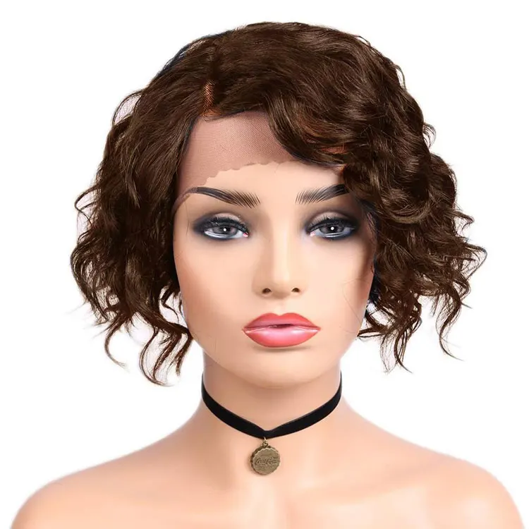 

Wholesale Brazilian human hair lace frontwig, short bob wig for black women pre plucked virgin hair lace wig with baby hair