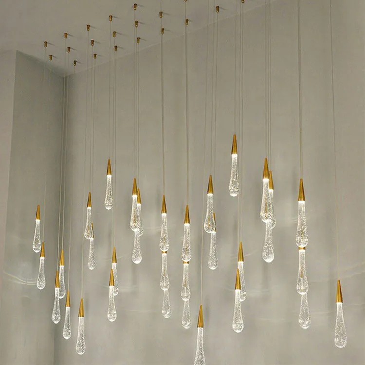 Modern Gold Water drop Crystal Creative Glass Bubble Pendant Crystal Light for sale
