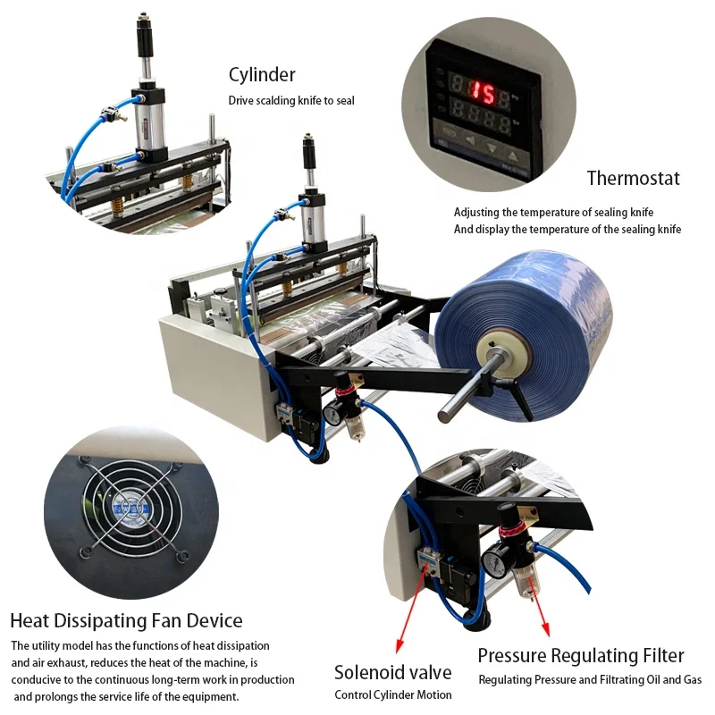 
Wholesale quality small plastic flat pocket automatic heat sealing cold cutting bag making machine with good price 