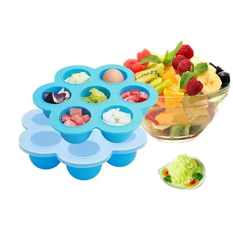 

Silicone Egg Bites Molds Food Freezer for Baby Food Storage Container Ice Cube Trays with Lids, Blue,green,red,purple,rose red,sky blue