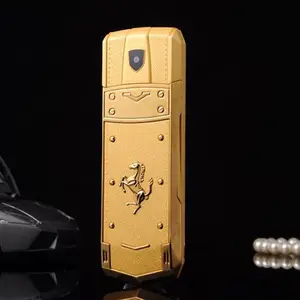 A8 Luxury Metal Body Dual SIM Mobile Phone Leather Case