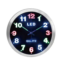 

Neon 12 inch simple digital metal LED electric digital wall clock fashion creative mute wall clock living room clock