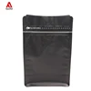 Sale 32oz 1000g 1kg 2lb plastic poly matte black box square block bottom stock bag with zipper and valve for coffee packaging