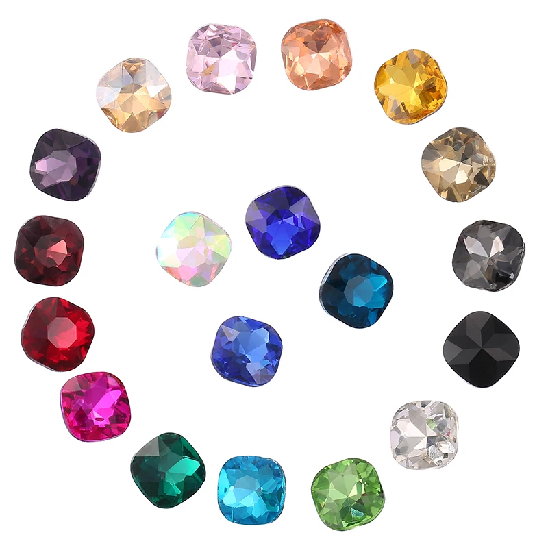 

Wholesale Fat Square Fancy Stone Colorful Crystal Rhinestone Jewelry Accessories, Colors