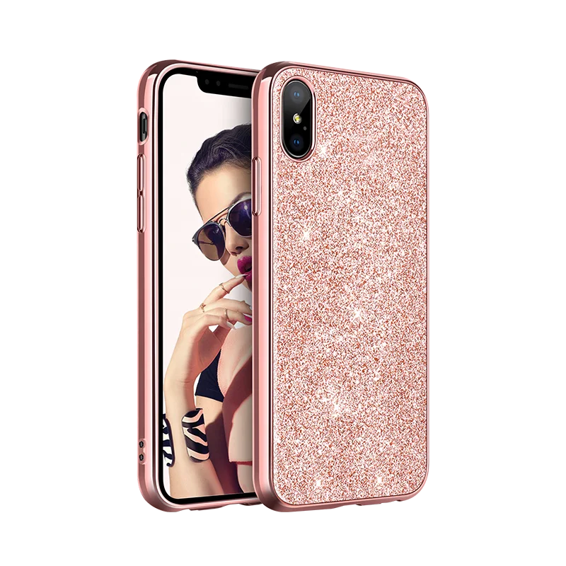 

Hot Sell in Amazon Bentoben Pink TPU Clear Bling glitter Phone Case for iphone xs max 6.5, Bling pink