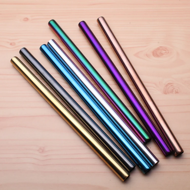 

1.2mm milkshake bubble tea straws metal, eco-friendly stainless steel straws, Silver