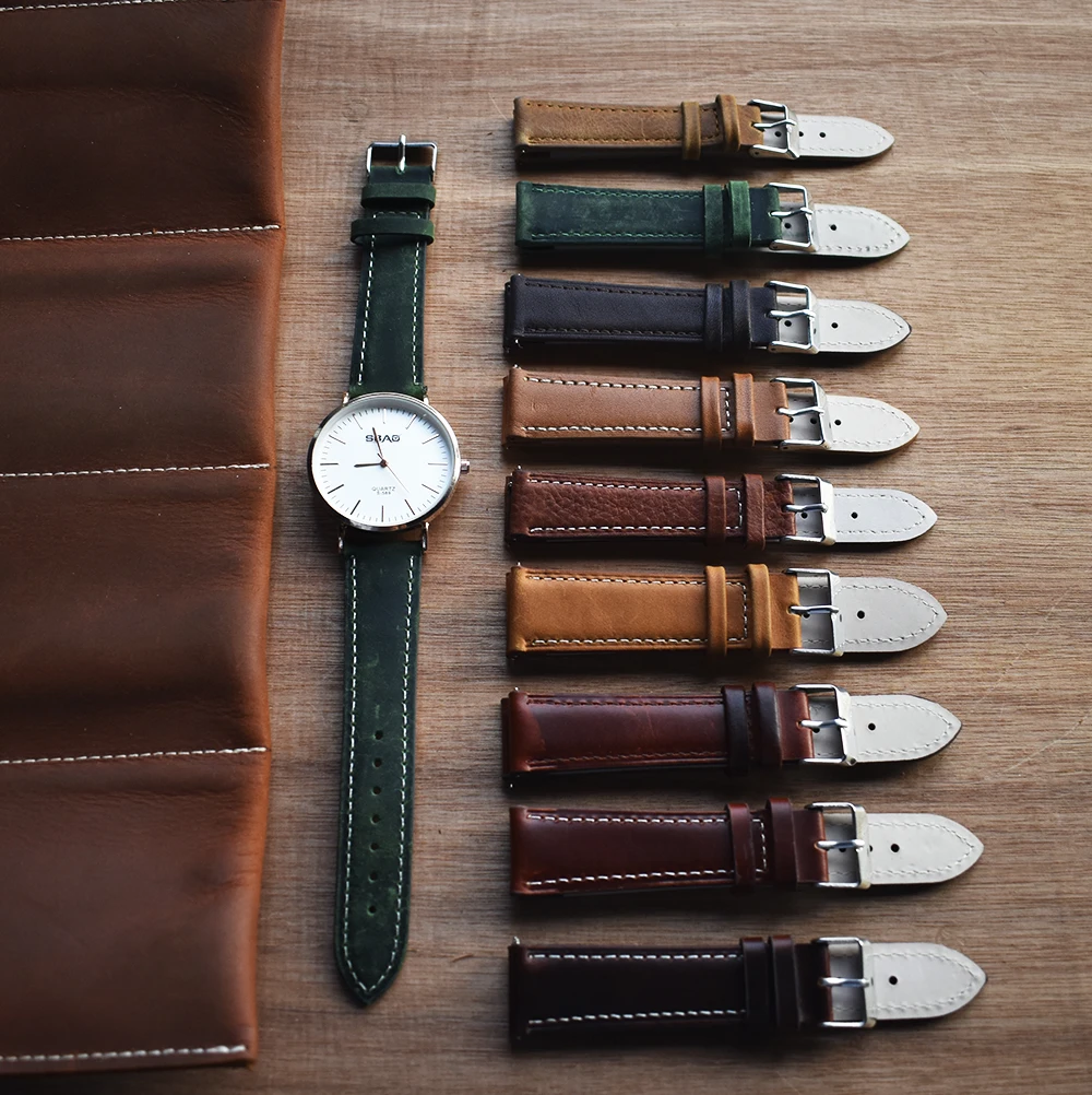 

Quick release full cowhide leather watchband,18mm 20mm 22mm Italian genuine leather watch band strap, Mix