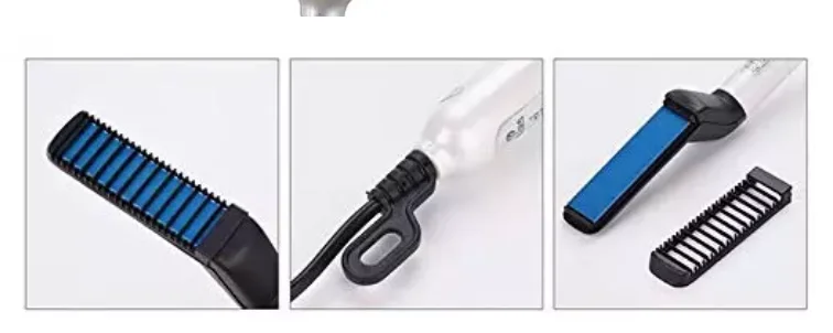 
2020 Private label dropshipping mini quick hair styler comb electric hair curler beard hair straightener for men 