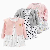 

Hot sale 2 pieces romper + coat baby girl spring clothes baby girls set