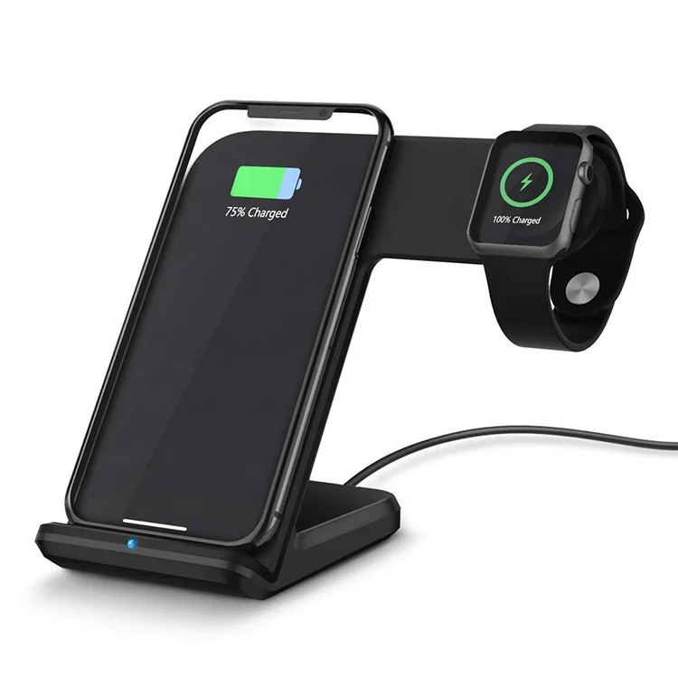 

Hot Sale Table Quick Wireless Charger for Apple Watch for Cell Phone 2 in 1 Design, Black, white