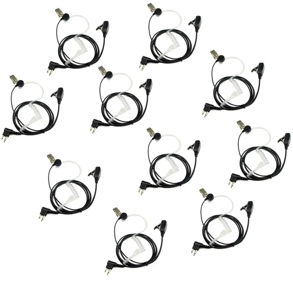 

10pack 2 Pin PTT MIC Air Acoustic Tube Earpiece Headset For Motorola CP200 PR400 CLS1110 CLS1410 CT450LS GP300 Noise Cancelling