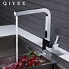 2019 new design black painted brass square kitchen sink faucet taps with pull down sprayer